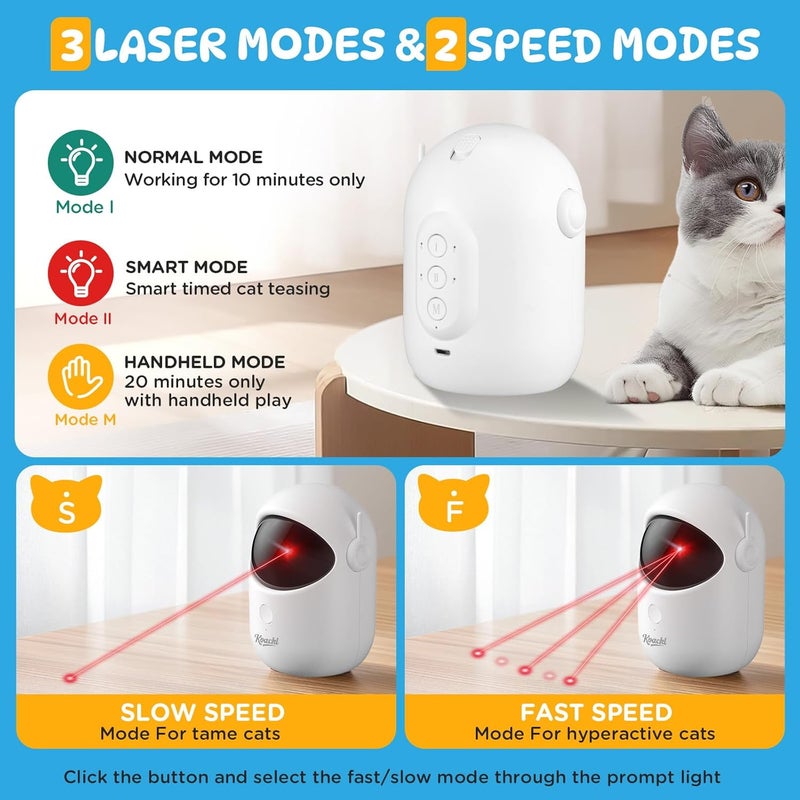 Koackl Cat Toys for Indoor Cats, Cat Laser Pointer Toy, Rechargeable Automatic Cat Toy with Timer & Speed Modes, Ideal Interactive for Cats Dogs Training and Exercise - Image 3
